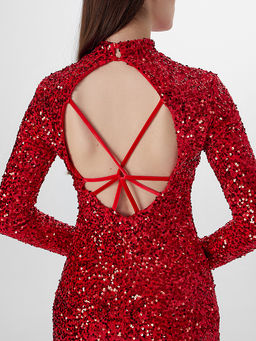 Платье Mark Formelle x Ольга Бузова новогоднее красное с пайетками  фото 5
