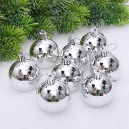 Новогодние шары 5 см (набор 24 шт) "Глянец", серебро