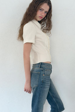 CAMISA POPEL?N VOLANTES TACHAS / Crudo - Zara фото 8