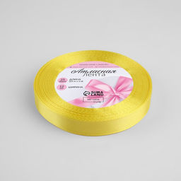 Цена за 4 шт. Лента атласная, 12 мм, 23±1 м, жёлтая №15