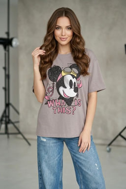 K13602 Футболка OVER SIZE (хлопок) ТМ_ПУДРА