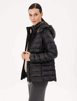 Siyah Kap__onlu Kapitone Mont