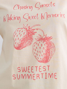 Bisiklet Yaka Bask?l? Kad?n Ti??rt