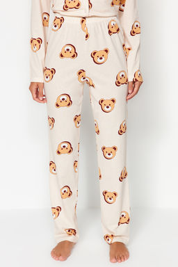 Trendyolmilla Ekru %100 Pamuklu Ay?c?kl? Gomlek-Pantolon Orme Pijama Tak?m? THMAW24PT00002 фото 13