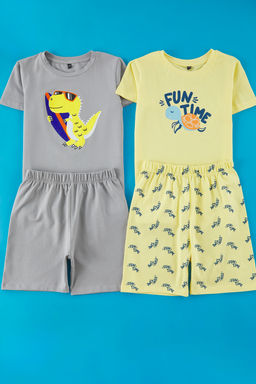 Mint-Mavi 4lu Erkek Cocuk %100 Pamuk Animal Bask?l? Pijama Tak?m? TKDSS25PT00018 - Trendyolmilla фото 3