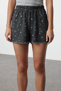 Trendyolmilla Gri Melanj Galaksi Desenli Baby Overlok Detayl? Sortlu Orme Pijama Tak?m? THMSS24PT00203 фото 24