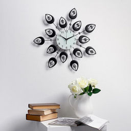 Часы настенные интерьерные «Чёрные лепестки», серия: Ажур, бесшумные, плавный ход, 47×47 см, d=15 см, от батарейки 1хАА