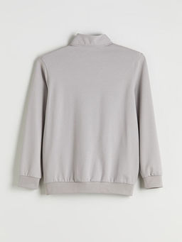 Rahat Kal?p Dik Yaka Erkek Fermuarl? Sweatshirt