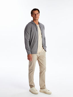 Kap??onlu Uzun Kollu Erkek Kal?n Fermuarl? Sweatshirt