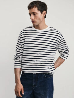 Лонгслив из 100% хлопка в полоску / Zarina