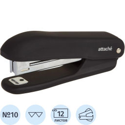 Степлер Attache Comfort до 12 лист., soft touch покрыт,черн,№10 антистеп фото 2