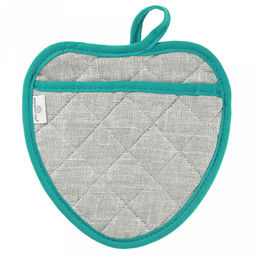 Прихватка с запахом 20х20см "Лен серый", форма "Клубника", рогожка 171г/м2, хлопок 100%, наполнитель - ватин 280г/м2, на пластмассовом подвесе, "Домашняя мода" (Россия)