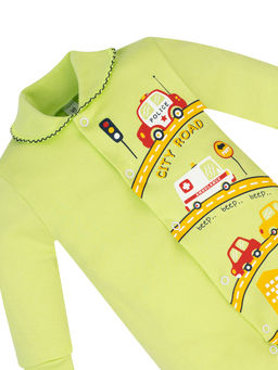 Комбинезон ясельный салатовый принт спецмашины