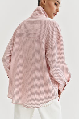 CAMISA CUELLO SUBIDO RAYAS / Rosa - Zara фото 9