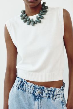 PLAIN KNIT TOP WITH RIBBED TRIMS - Zara фото 2