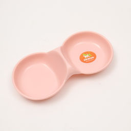 Цена за 2 шт. Миска пластиковая двойная 24 см х 11,5 см х 3 см розовая