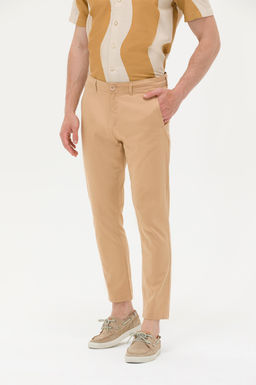 Erkek Carrot Fit Camel Kanvas Pantolon