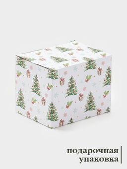 Кружка Доляна «Новый год. Ёлочки», 380 мл, фарфор, белая