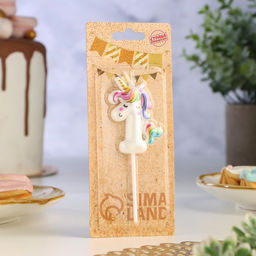 Цена за 2 шт. Свеча в торт «Единорог», цифра 1, 6 см