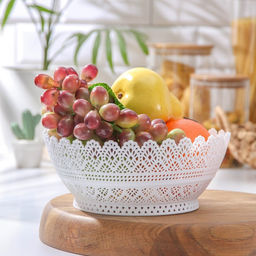 Цена за 2 шт. Корзинка для фруктов и хлеба «Зефир. Принт», пластик, d=20 см, белая