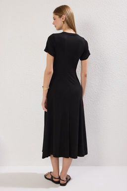 TRENDYOLMILLA Siyah A Line/Can Kesim Maxi Orme Elbise TWOSS25EL00073 фото 5