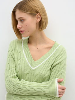 Conso/KPL 240706 - green apple/milk Пуловер женский  фото 4