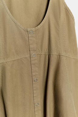 VESTIDO POPEL?N LAVADO / Khaki oscuro