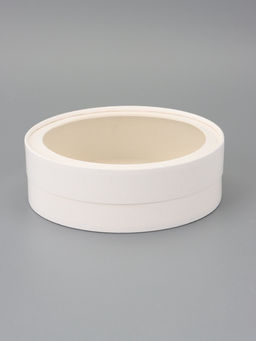 Коробка подарочная круглая с окном, завальцованная, белая, 18×6 см