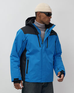 Горнолыжная куртка мужская зимняя голубого цвета 7611Gl