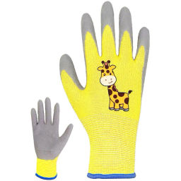Цена за 2 шт. Перчатки нейлоновые детские "Little gardener-Жирафик" с полиуретановым покрытием полуоблитые, желтые L р-р ДоброСад