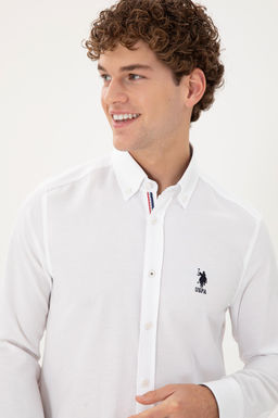 Мужская белая рубашка с длинным рукавом - U.s. polo assn фото 2