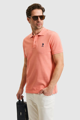 Erkek Slim Fit Polo Yaka Somon Basic Ti__rt
