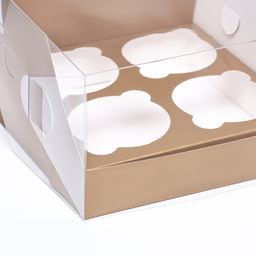 Цена за 2 шт. Коробка для 4 капкейков 16 х 16 х 10 , Золотая