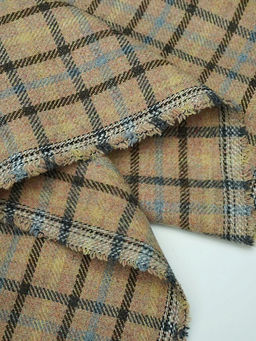 Шерсть пальтово-костюмная Твид Клетка цв.песочный, ш.1.5м, шерсть-20%, п/э-80%, 340гр/м.кв - Купава фото 3