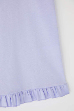 Lila-Sar? 2li K?z Cocuk %100 Pamuk Bask?l? Kolsuz K?sa Orme Elbise TKDSS25EL00092 - Trendyolmilla фото 5