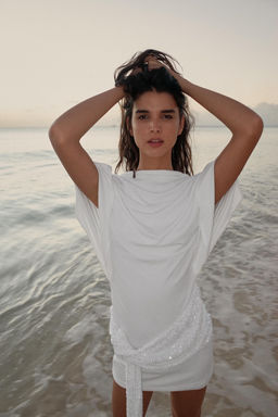 VESTIDO CORTO COMBINADO LENTEJUELAS / Blanco - Zara фото 2