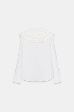 EMBROIDERED POPLIN SHIRT WITH PETER PAN COLLAR - Zara фото 5