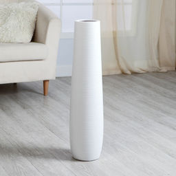 Ваза напольная «Силестайн», полоски, d=10 см, 13×74 см, керамика, белая