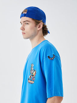 Bisiklet Yaka K?sa Kollu Nostaljik Maymun Bask?l? Penye Unisex Ti??rt
