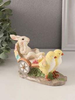 Фигурка полистоун Цыплята везут кролика в колеснице, 14.5?7?9 см