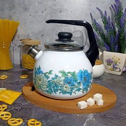 Чайник для плиты 3,0л сф.со св. "Голубой лотос" белосн. 4с209я
