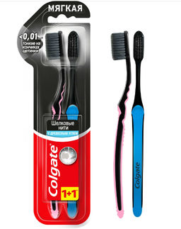 КОЛГЕЙТ з/щетки "Шелковые Нити" с древ.углем мягкие 1+1