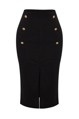 TRENDYOLMILLA Siyah Smart Scuba Krep Dugmeli Midi Y?rtmacl? Esnek Orme Etek TWOAW24ET00161 фото 7