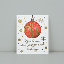 Цена за 5 шт. Открытка на акварельном картоне «С Новым годом», тиснение, 10.5×8.5 см