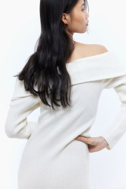 Vestido off-the-shoulder en punto de canale - H&m фото 4
