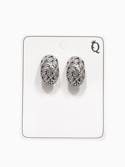 Клипсы для ушей Грейс лепестки, цвет чернёное серебро