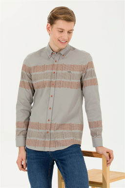 Мужская рубашка с длинным рукавом кирпичного цвета - U.s. polo assn фото 4