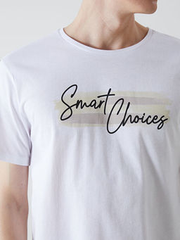 Bisiklet Yaka K?sa Kollu Bask?l? Penye Erkek Ti??rt