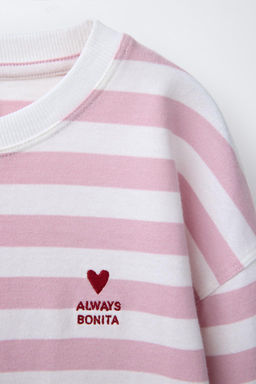 HEART EMBROIDERY STRIPE T-SHIRT - Zara фото 3