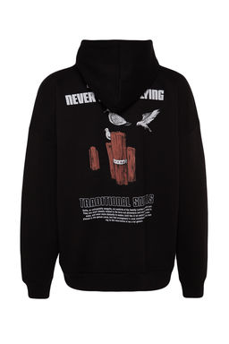 TRENDYOL MAN Bordo Oversize/Genis Kesim Kapusonlu Bask?l? Ici Polar Pamuklu Sweatshirt TMNAW24SW00136 - Trendyolmilla фото 21